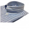 ICON LAB 1961 man's half sleeve shirt light blue / white lines 58% linen 42% coton