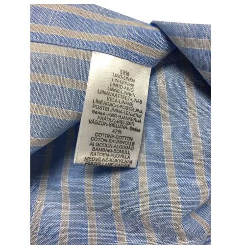ICON LAB 1961 camicia uomo mezza manica Righe celeste/perla 58% lino 42% cotone