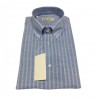 ICON LAB 1961 camicia uomo mezza manica Righe celeste/perla 58% lino 42% cotone