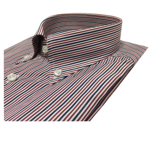 ICON LAB 1961 camicia uomo mezza manica Righe blu/bordeaux/bianco 100% cotone