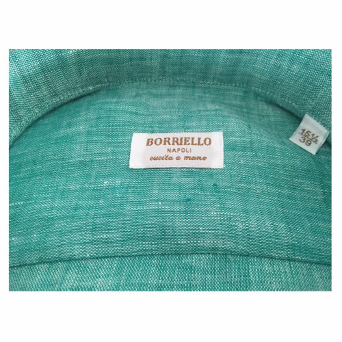 BORRIELLO NAPOLI  shirt green man 100% linen   MADE IN ITALY