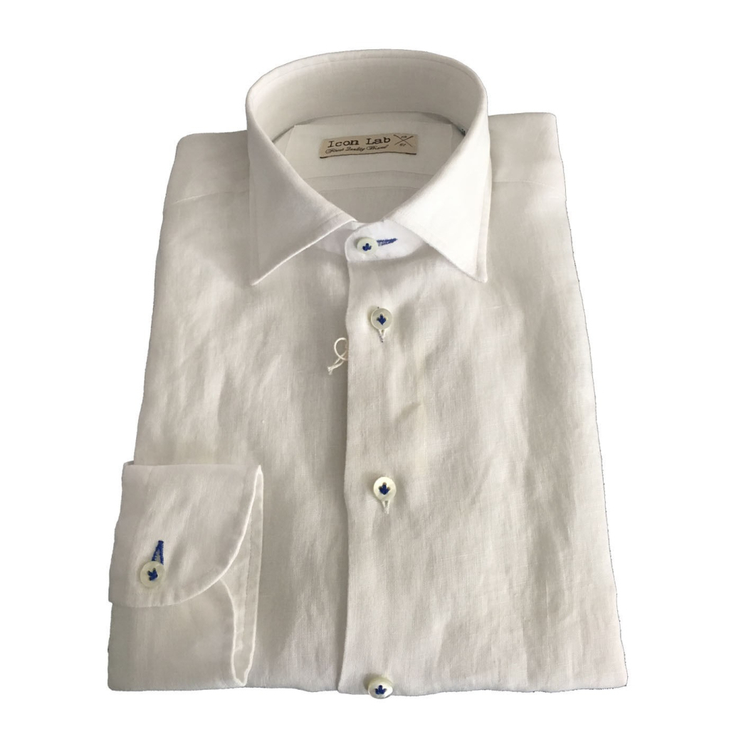 ICON LAB 1961 white sleeve shirt long sleeve 100% linen 