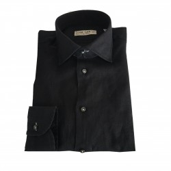 ICON LAB 1961 camicia uomo nero manica lunga 100% lino regular slim asola colorata