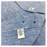 ICON LAB 1961 camicia uomo azzurro fiammato manica lunga 100% lino regular slim asola colorata