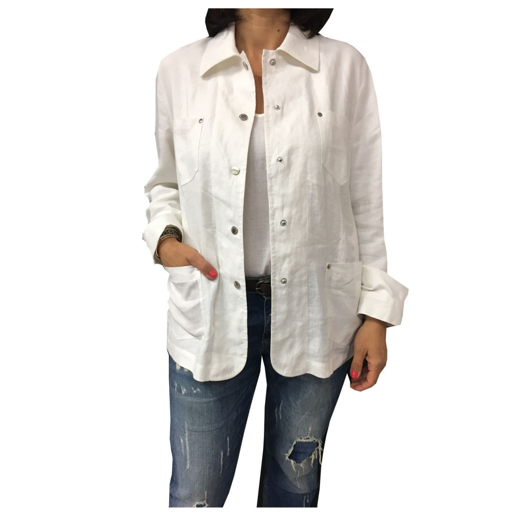 ELENA MIRÒ white unlined woman's jacket 100% linen