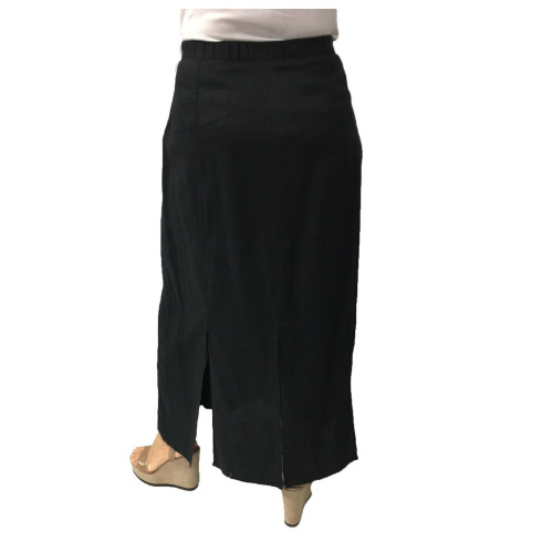ELENA MIRO' black skirt woman  100% linen