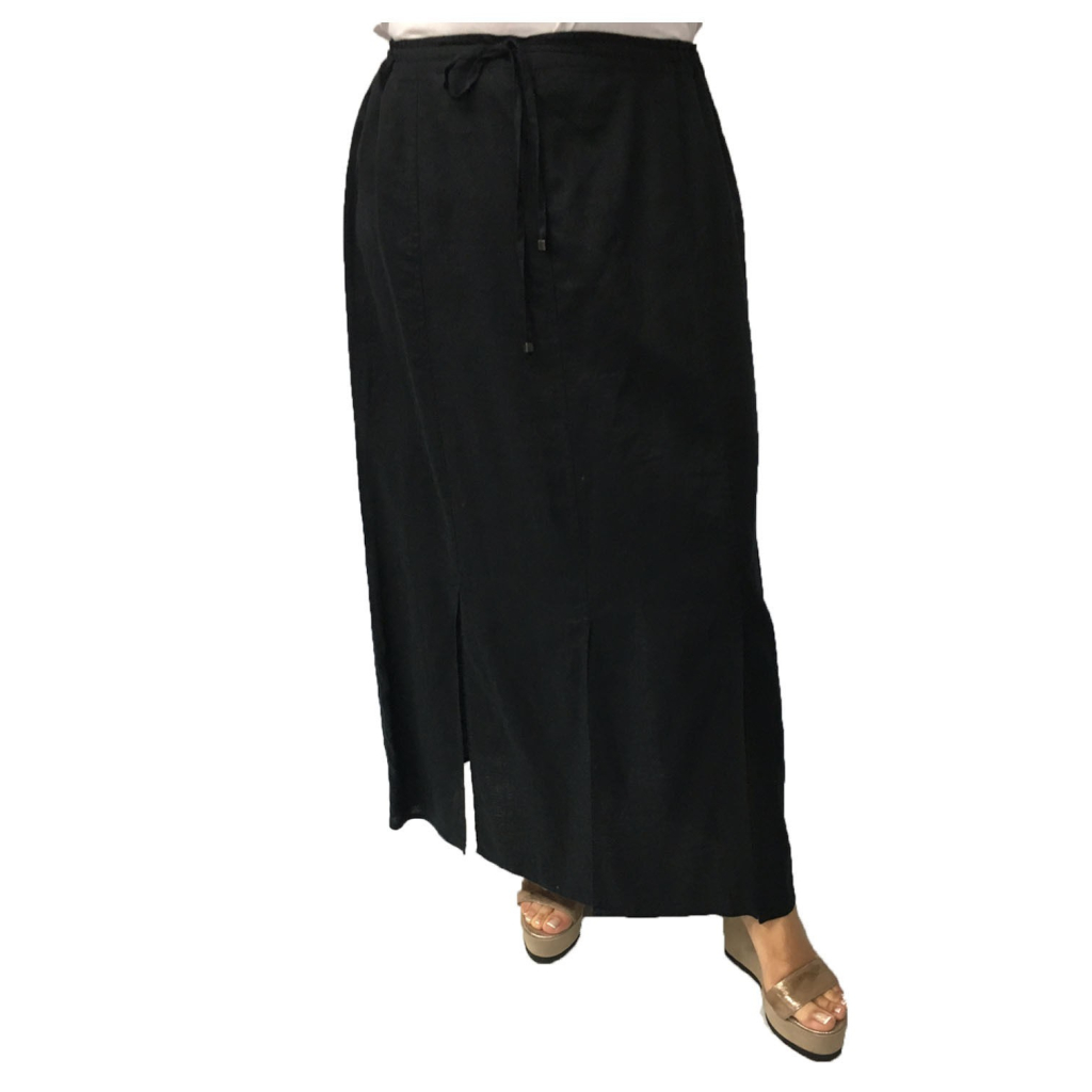 ELENA MIRO' black skirt woman  100% linen