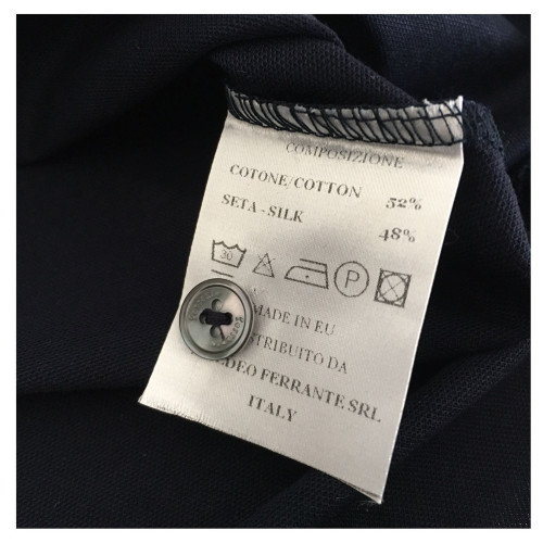 FERRANTE polo uomo blu 52% cotone FILOSCOZIA 48% seta MADE IN EU