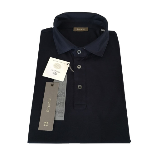 FERRANTE polo man blue 52% Cotton FILOSCOZIA  48% silk  MADE IN EU