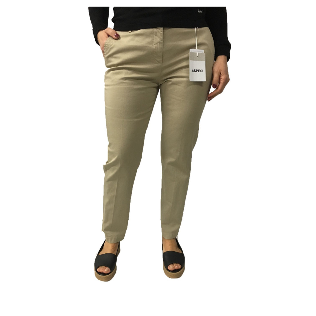 ASPESI beige trousers H405 mod women 98% cotton 2% elastane  