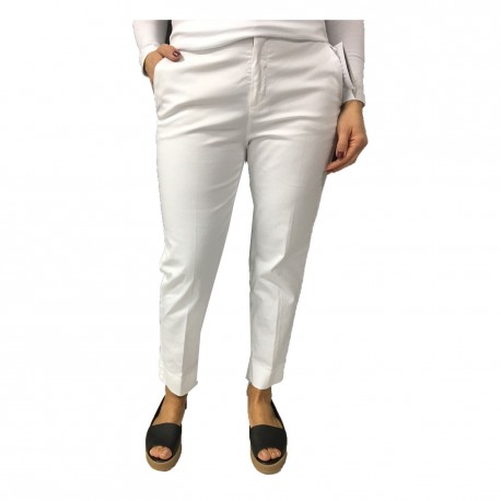 ASPESI white woman trousers mod H106 98% cotton 2% elastane  