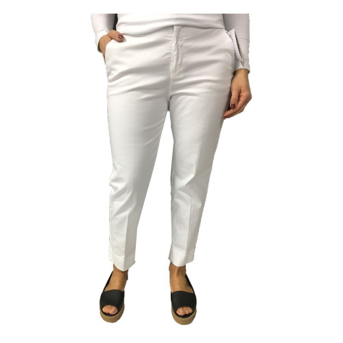 ASPESI white woman trousers mod H106 98% cotton 2% elastane  