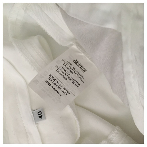 ASPESI white woman trousers mod H106 98% cotton 2% elastane  