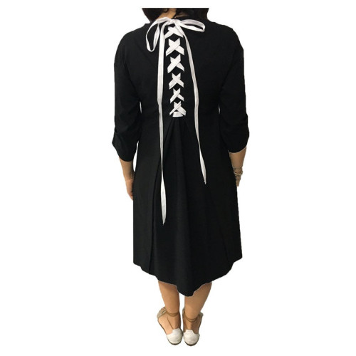 TADASHI woman dress black,white laces and black replacement, 70% viscose 26% polyamide