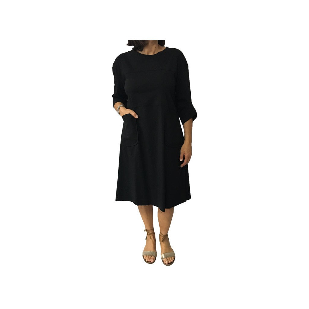 TADASHI abito donna nero, lacci bianco e ricambio nero, 70%viscosa 26%poliammide