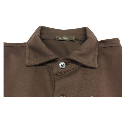 FERRANTE Long sleeve man shirt brown 100% cotton MADE IN ITALY