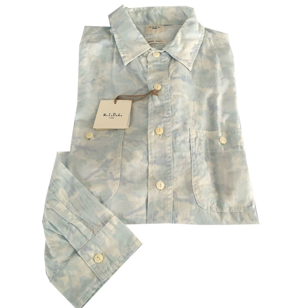 M.I.D.A camicia uomo manica lunga fantasia 100% cotone JAPAN FABRIC