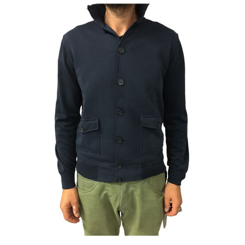 ALPHA STUDIO bomber uomo blu, felpa garzata + maglia, modello AU-5021ES