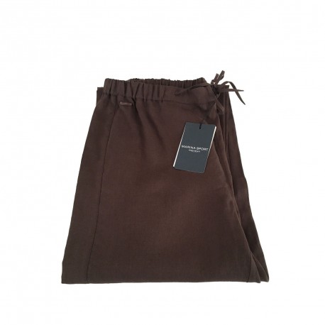 MARINA SPORT by Marina Rinaldi woman trousers brown 100% linen 