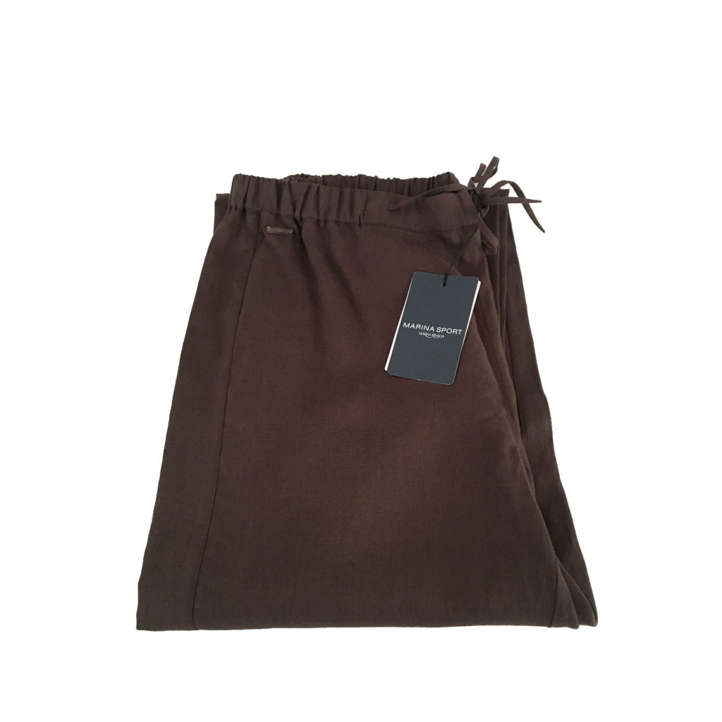 MARINA SPORT by Marina Rinaldi woman trousers brown 100% linen 