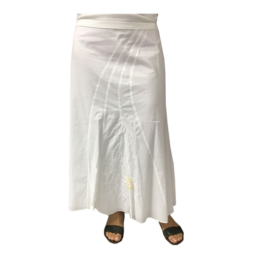 PERSONA by Marina Rinaldi white woman skirt with ecru applications, model LENTINA 100% cotton PERSONA by Marina Rinaldi white woman skirt with ecru applications, model LENTINA 100% cotton