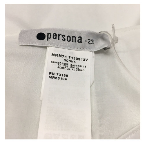 PERSONA by Marina Rinaldi gonna donna bianca con applicazioni ecru, modello LENTINA 100% cotone