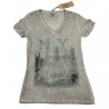 ATHLETIC VINTAGE NEW YORK t-shirt donna mezza manica 100 % cotone MADE IN ITALY