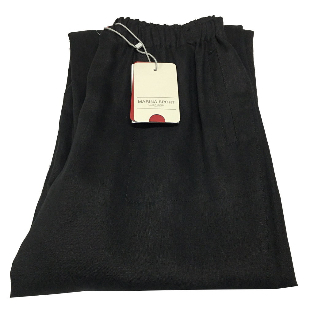 MARINA SPORT by Marina Rinaldi black trousers black bottom cm 27 100% linen MARINA SPORT by Marina Rinaldi black trousers black bottom cm 27 100% linen