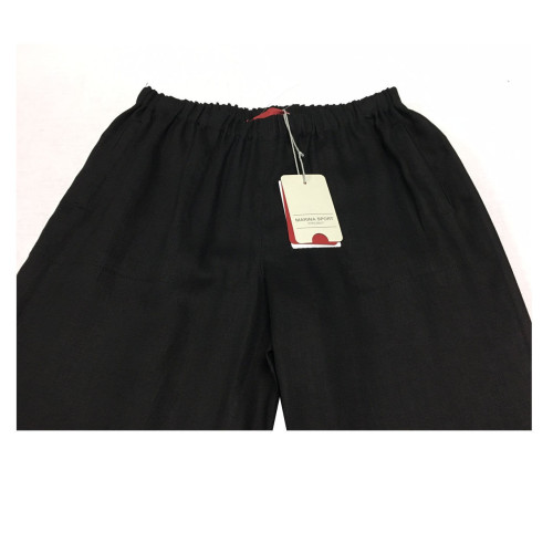 MARINA SPORT by Marina Rinaldi black trousers black bottom cm 27 100% linen