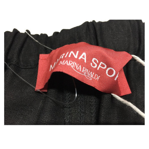 MARINA SPORT by Marina Rinaldi pantalone donna nero fondo cm 27 100% lino