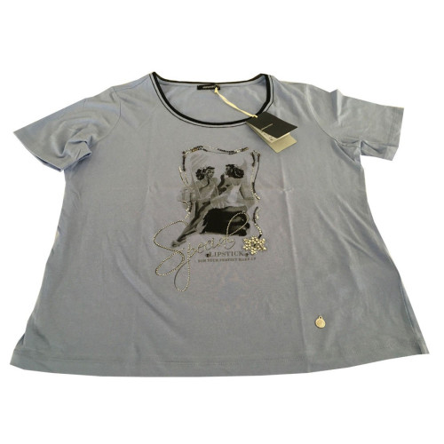 ELENA MIRO' t - shirt donna mezza manica 100% cotone con applicazioni strass