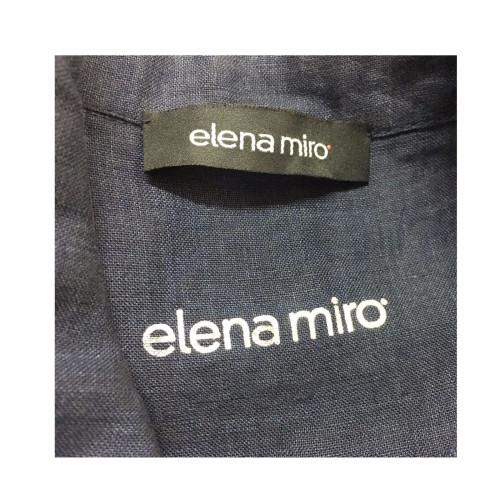 ELENA MIRO' abito donna lungo con bottoni blu impunture argento 100% lino