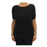MARINA SPORT by Marina Rinaldi woman black mesh half sleeve mod ADDETTO 60% linen 40% viscose