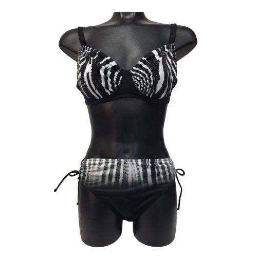 GIADAMARINA two piece swimsuit black with apllications mod 973 MADE IN ITALY