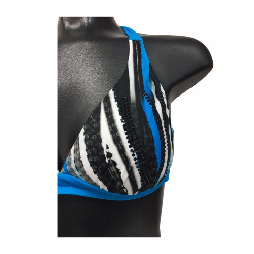 GIADAMARINA two piece swimsuit triangle blue/black mod 972 MADE IN ITALY