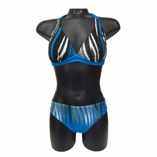 GIADAMARINA two piece swimsuit triangle blue/black mod 972 MADE IN ITALY