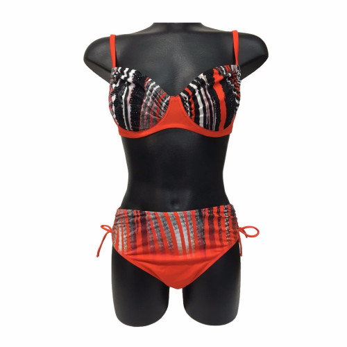 GIADAMARINA costume donna con applicazioni arancio/nero 2 pezzi mod 973