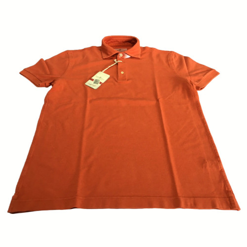 DELLA CIANA orange men's polo half sleeve 100% cotton slim fit
