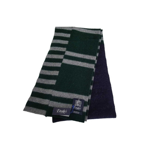 DRAKE'S LONDON  man scarf blue/green/gray 100% wool MADE IN SCOTLAND