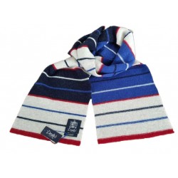 DRAKE'S LONDON man scarf blue/red/light blue/white 100% wool MADE IN SCOTLAND