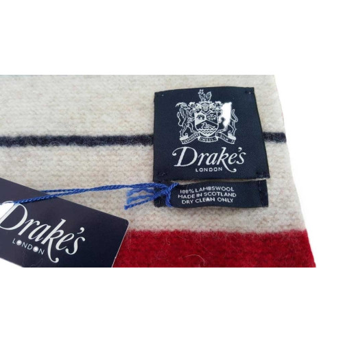 DRAKE'S LONDON sciarpa uomo blu/rosso/azzurro/bianco 100 %lana MADE IN SCOTLAND