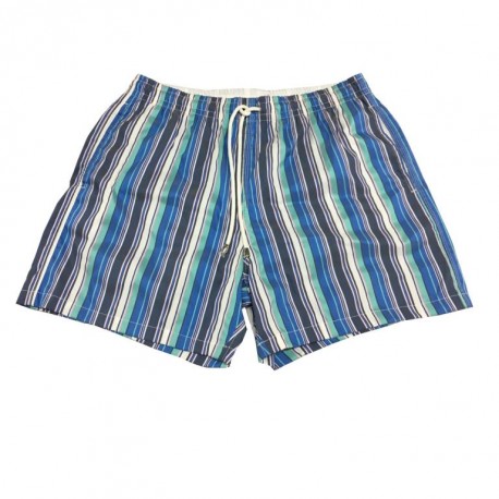 FIORIO MILAN Men Swimshorts, striped blue / white / water, 58% polyamide 41% polyester MADE IN ITALY