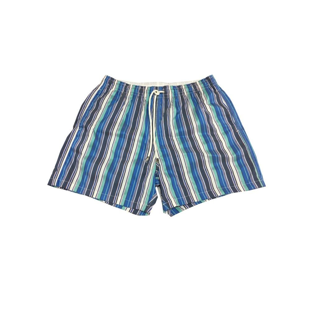 FIORIO MILAN Men Swimshorts, striped blue / white / water, 58% polyamide 41% polyester MADE IN ITALY