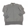 FERRANTE Pearl Grey long sleeve polo shirt with border 