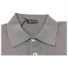 FERRANTE Pearl Grey long sleeve polo shirt with border 
