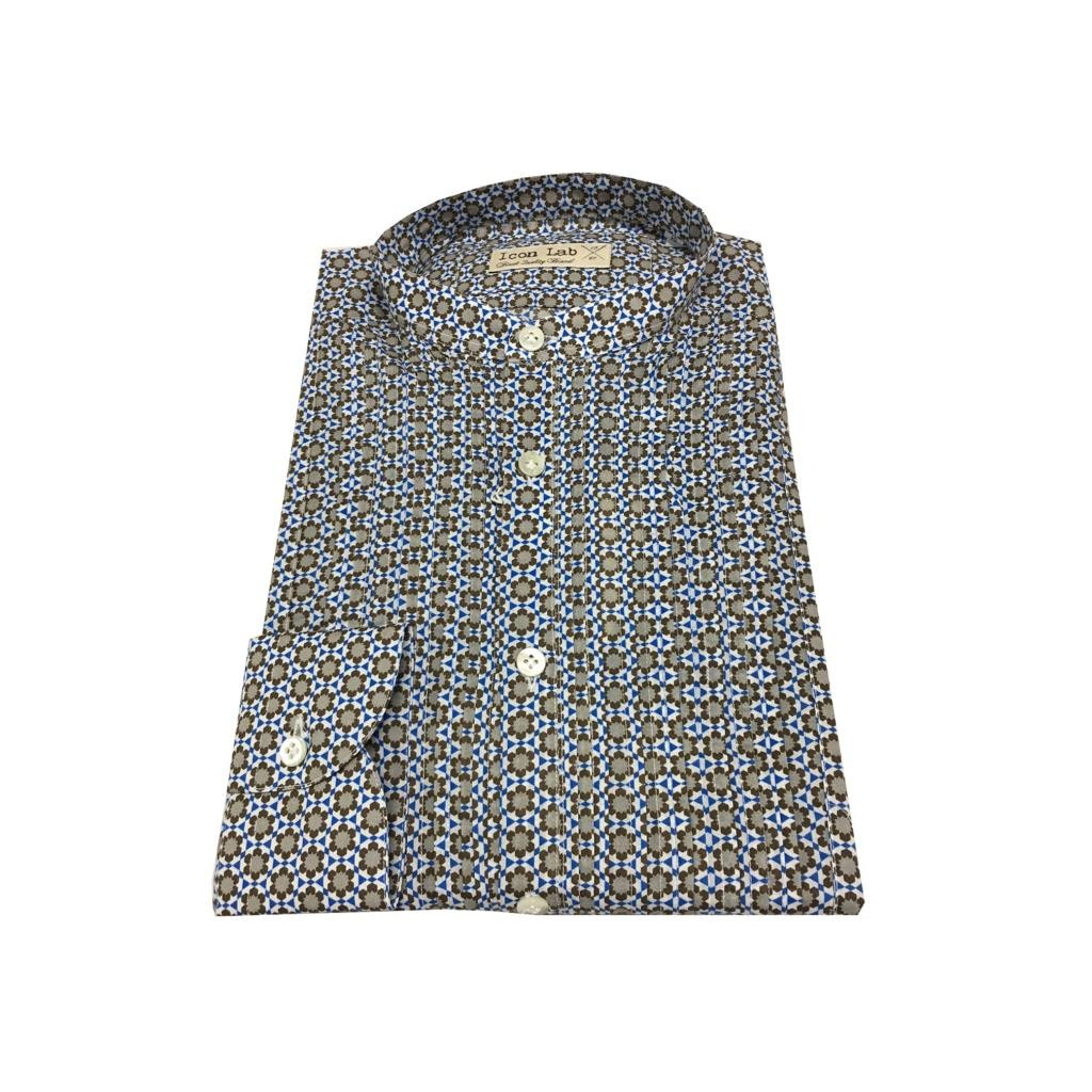 ICON LAB 1961 camicia uomo fantasia, collo guru