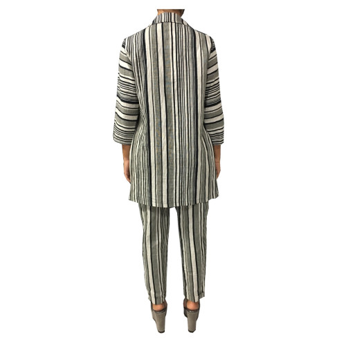 LA FEE MARABOUTEE duster women unlined white / black stripes 49% cotton 40% viscose 11% polyester MADE IN ITALY