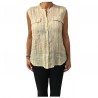 HUMILITY 1949 women blouse sleeveless ecru / mustard linen 100% MADE IN ITALY