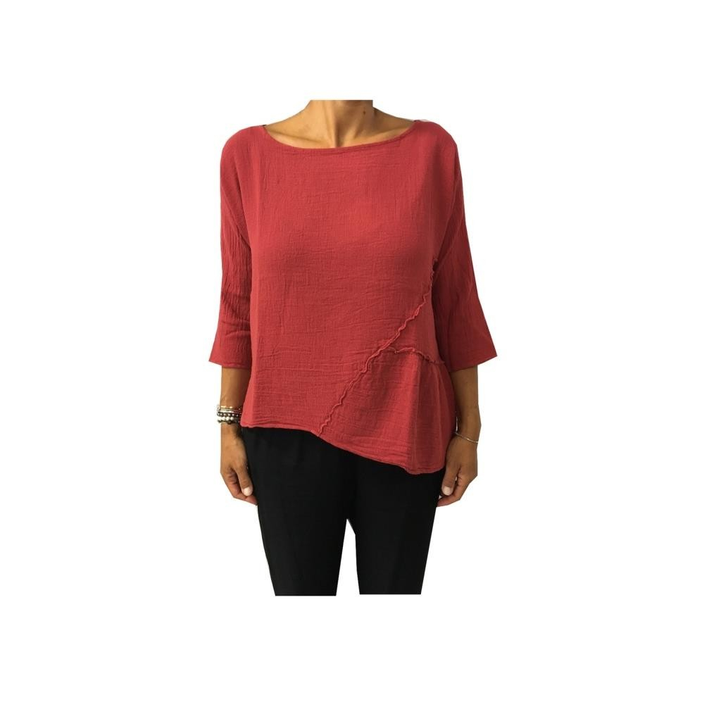 HUMILITY 1949 blusa donna rosso scuro 100% cotone MADE IN ITALY