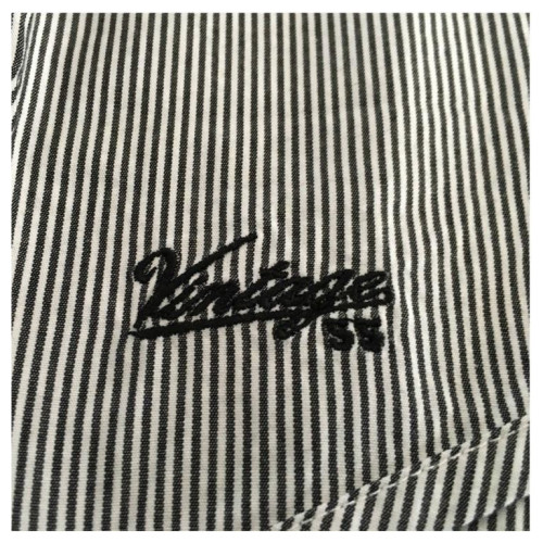 VINTAGE 55 camicia uomo linea GANGS OF NEW YORK righe bianco/nero 100% cotone